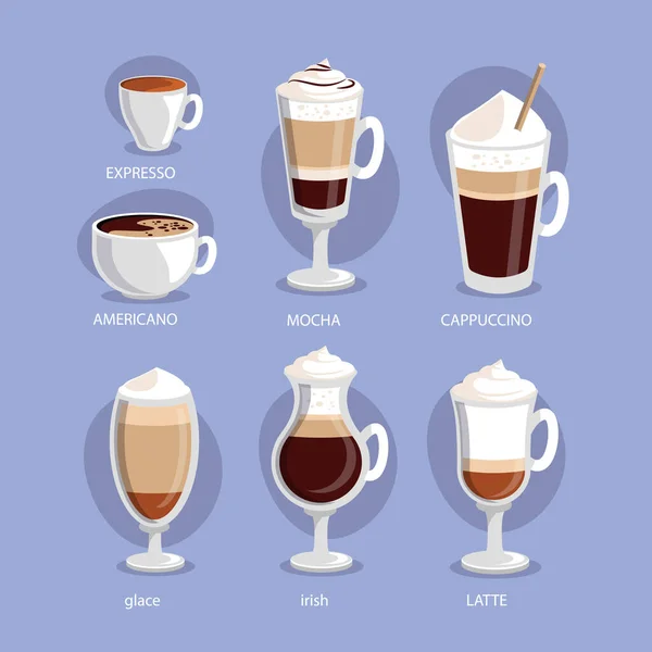 Coffee Types Concept Vector Illustration — Stock Vector