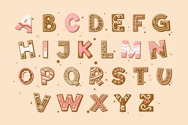 Lebkuchen Weihnachten Alphabet Illustration Vektor — Stockvektor