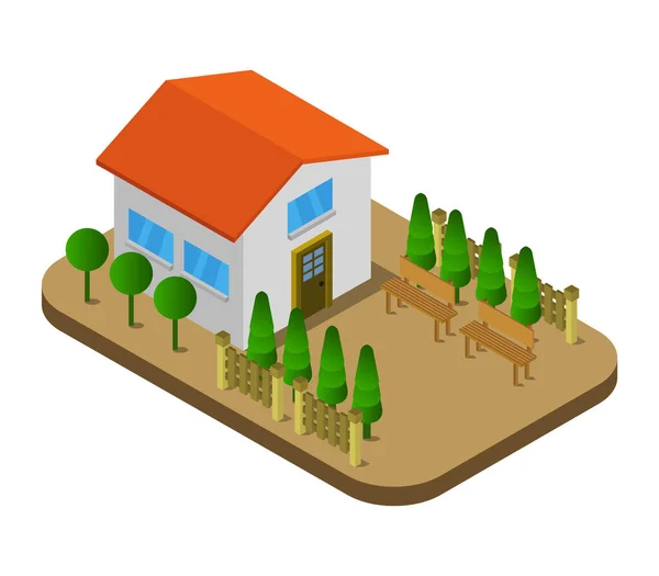 Isometric House White Background Vector Graphic Illustration — Stock Vector