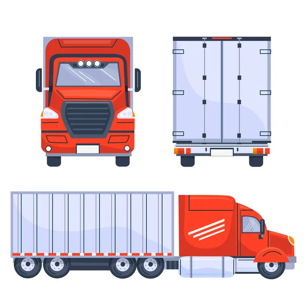 Juego Camiones Transporte Dibujado Mano Ilustración Vectorial — Archivo Imágenes Vectoriales