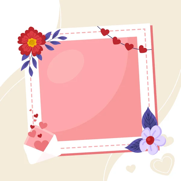Hand Drawn Valentines Day Photo Frame Template Vector Illustration — Stockvektor