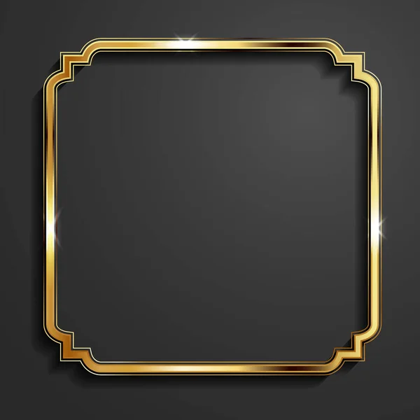 Realistic Golden Frame Template Vector Illustration — Vetor de Stock