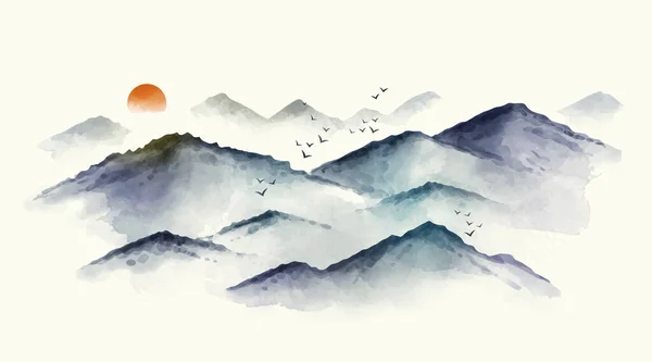 Watercolor Mountains Background Vector Illustration — Stockvektor