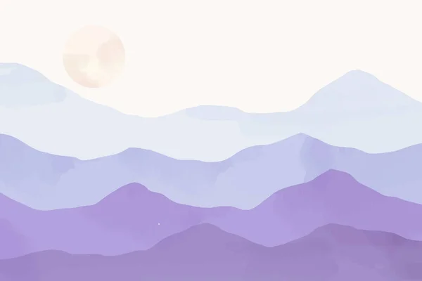 Watercolor Mountains Background Vector Illustration — Vetor de Stock
