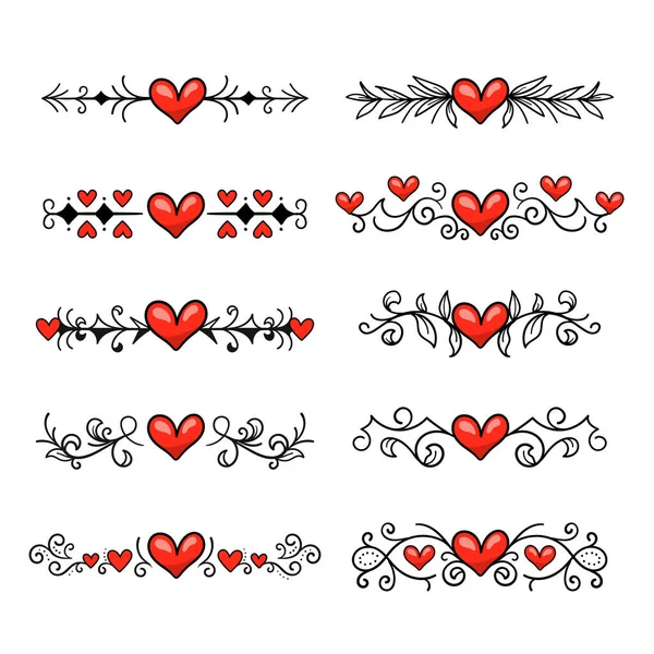 Hand Drawn Hearts Border Frame Vector Illustration — Archivo Imágenes Vectoriales