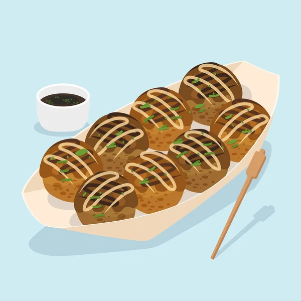 Hand Drawn Flat Design Japan Food Vector Illustration — 图库矢量图片