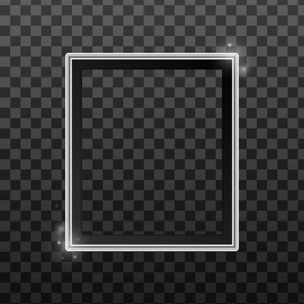 Realistic Silver Frame Template Vector Illustration — Wektor stockowy