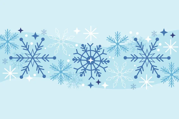 Hand Drawn Flat Design Snowflake Border Vector Illustration — Vettoriale Stock