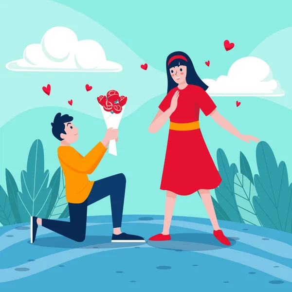 Flat Valentines Day Illustration Vector Illustration — Διανυσματικό Αρχείο