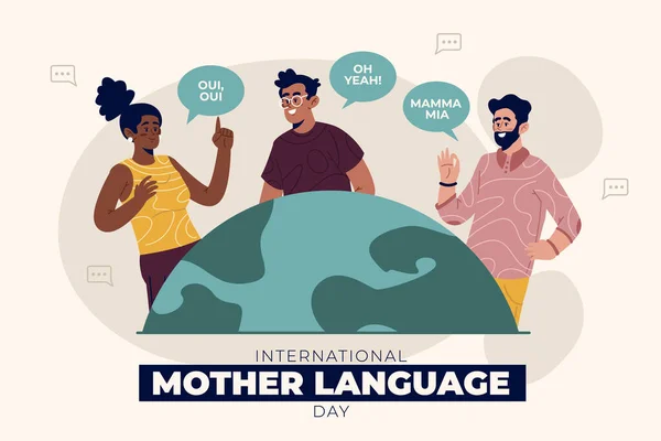Fondo Plano Internacional Del Día Lengua Materna Ilustración Vectorial — Archivo Imágenes Vectoriales
