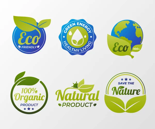 Gradient Eco Friendly Labels Vector Illustration — Stock Vector