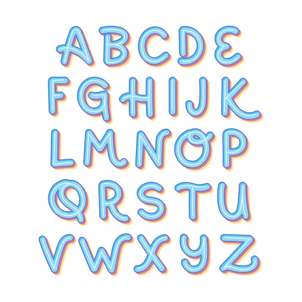 Blauwe Alfabet Stickers Vector Illustratie — Stockvector