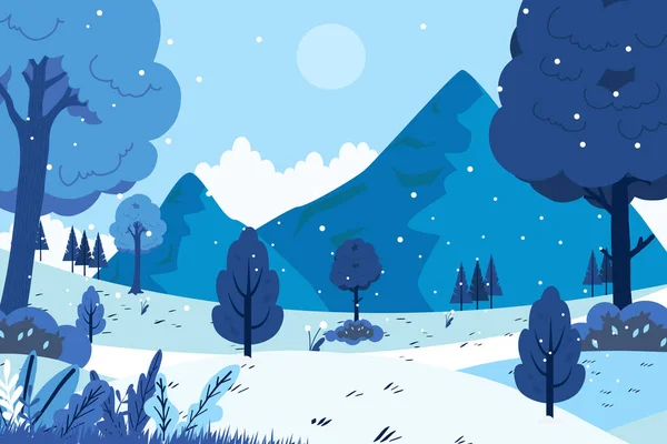 Handgezeichnete Winterlandschaft Vektor Illustration — Stockvektor