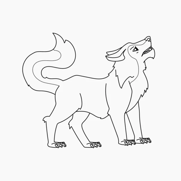 手描きのオオカミのアウトラインイラストベクトルイラスト — ストックベクタ
