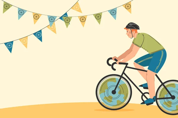 Flat World Bicycle Day Background Vector Illustration — Vector de stock