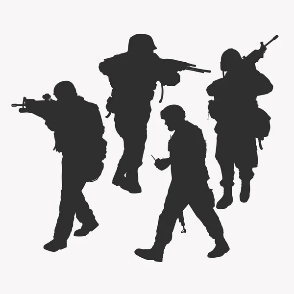 Flat Soldier Silhouette Vector Illustration — Stock Vector