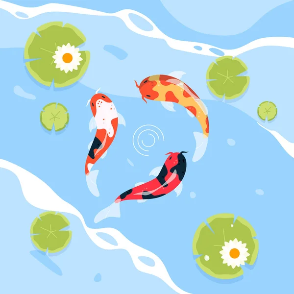 Flat Design Koi Fish Illustration — 스톡 벡터