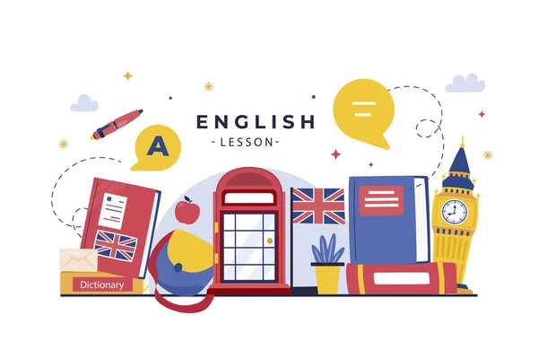 English School Flat Background Abstract Style Colorful Background Flat Design — Stok Vektör