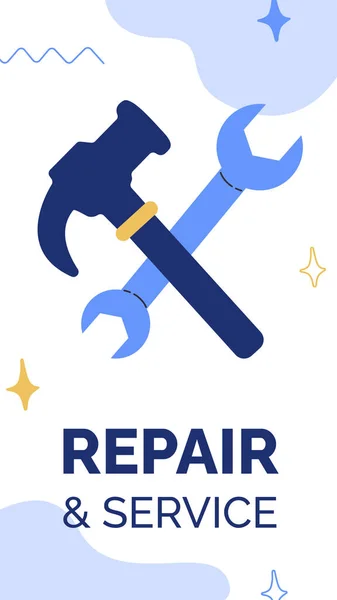 Flat Car Repair Shop Services Posts Stories Set Vector Illustration — Wektor stockowy