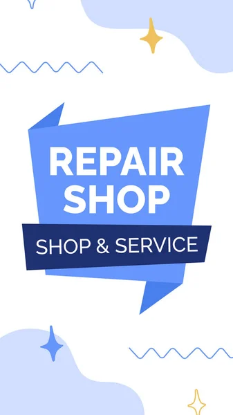 Flat Car Repair Shop Services Posts Stories Set Vector Illustration — Stok Vektör