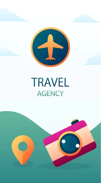 Gradient Vertical Business Card Template Travel Agency Vector Illustration — Stok Vektör