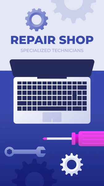 Gradient Car Repair Shop Services Posts Stories Set Vector Illustration — Stock Vector
