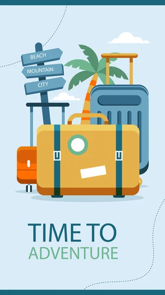 Flat Post Stories Set Travel Agency Vector Illustration —  Vetores de Stock