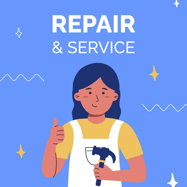 Flat Car Repair Shop Services Posts Set Vector Illustration — Stok Vektör