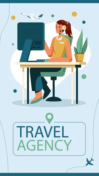 Flat Post Stories Set Travel Agency Vector Illustration — Vector de stock