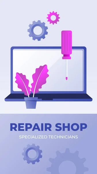Gradient Car Repair Shop Services Posts Stories Set Vector Illustration — Stok Vektör