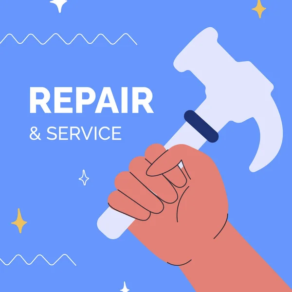 Flat Car Repair Shop Services Posts Set Vector Illustration — Stok Vektör