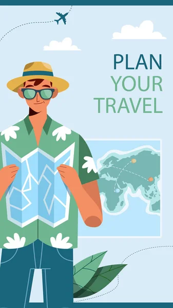 Flat Post Stories Set Travel Agency Vector Illustration — ストックベクタ