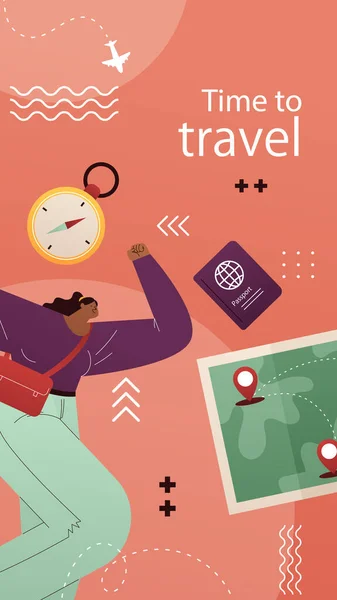 Gradient Posts Stories Set Travel Agency Vector Illustration — Stock vektor