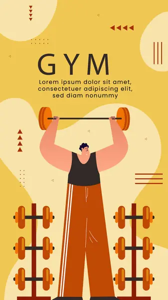 Flat Gym Exercise Posts Stories Set Vector Illustration — Vector de stock