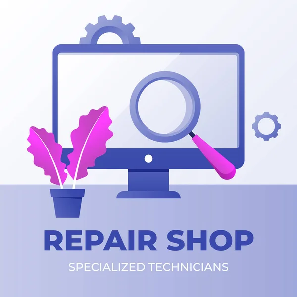 Gradient Car Repair Shop Services Posts Set Vector Illustration — Stok Vektör