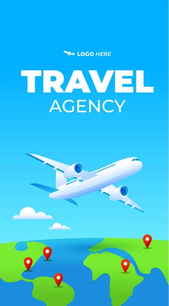 Gradient Vertical Business Card Template Travel Agency Vector Illustration — Stok Vektör