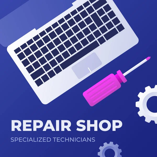 Gradient Car Repair Shop Services Posts Set Vector Illustration — Stok Vektör
