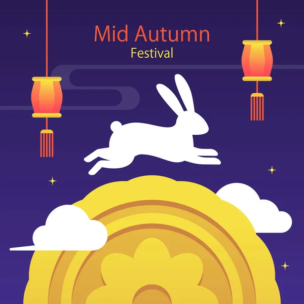 Gradient Midautumn Festival Posts Seteps — ストックベクタ