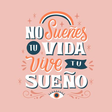 Hand drawn motivational phrases in spanish lettering Vector illustration clipart