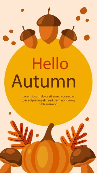 Flat Posts Stories Set Autumn Celebration Vector Illustration — Stockvektor