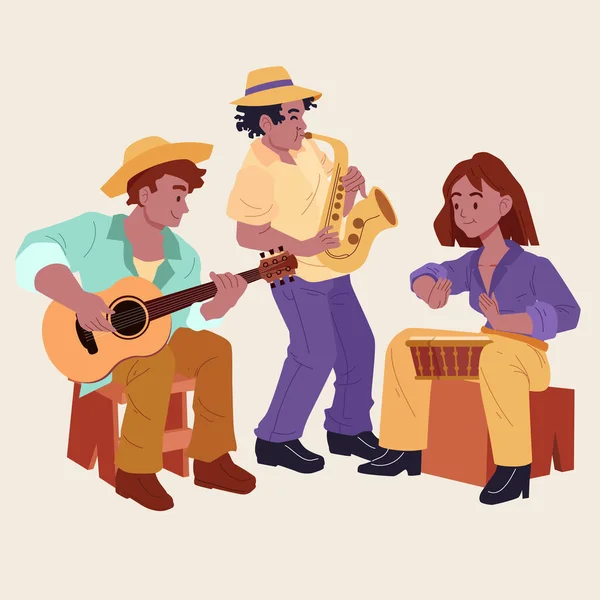 Latin Music Band Illustration Vector Illustration — Stok Vektör