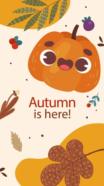 Flat Posts Stories Set Autumn Celebration Vector Illustration — Wektor stockowy
