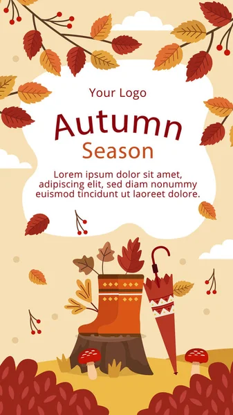 Flat Posts Stories Set Autumn Celebration Vector Illustration — Image vectorielle