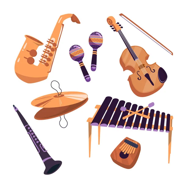 Musical Instruments Element Set Vector Illustration — Stockvektor