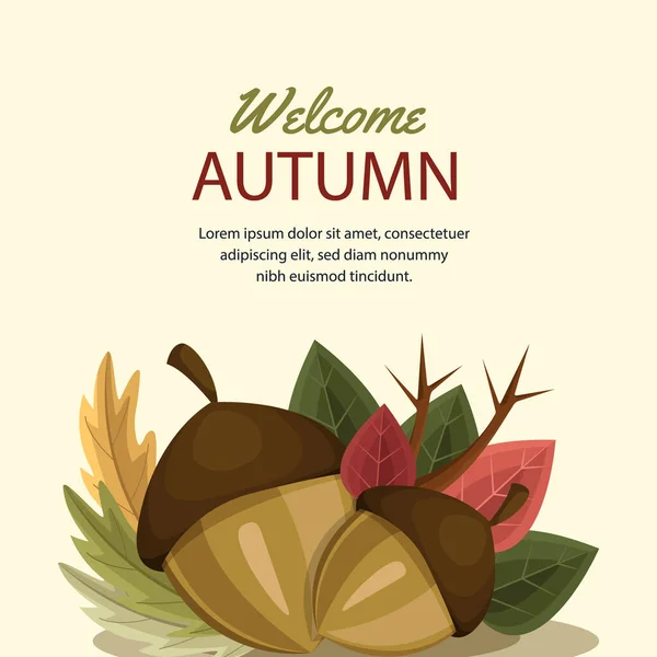 Flat Posts Set Autumn Celebration Vector Illustration — Stockvektor