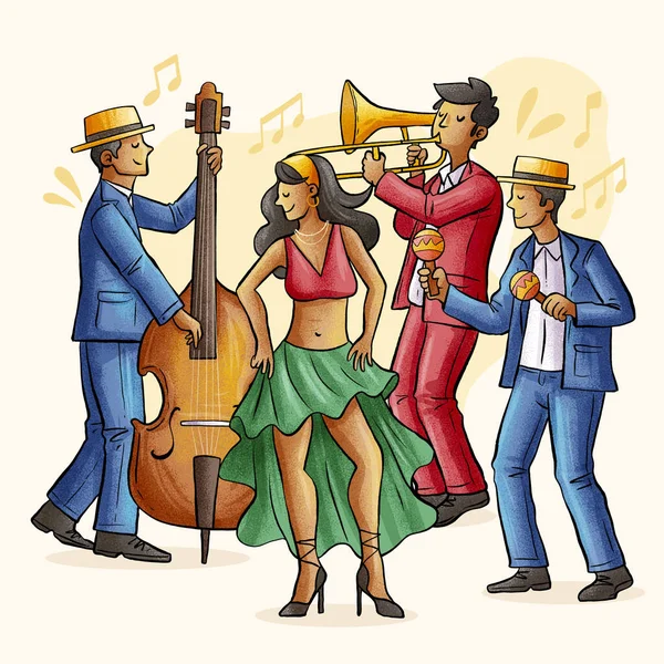 Latin Music Band Illustration Vector Illustration — Vetor de Stock