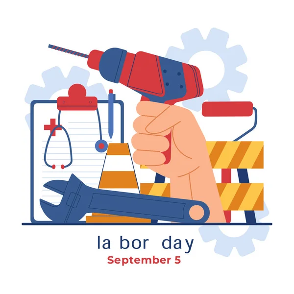 Flat Illustration Labor Day Celebration Vector Illustration — Stock Vector