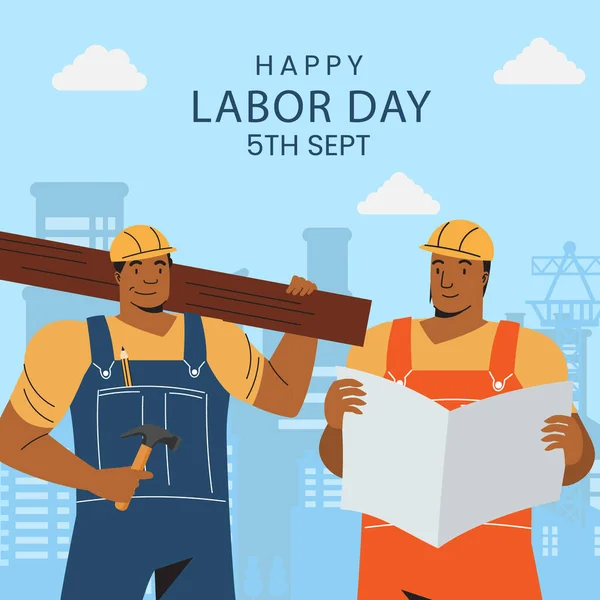 Flat Illustration Labor Day Celebration Vector Illustration — 스톡 벡터