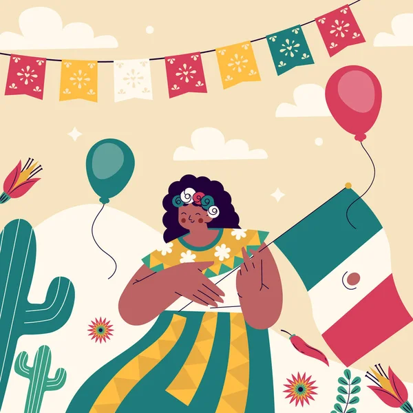 Flat Illustration Mexico Independence Celebration Vector Illustration — Vetor de Stock