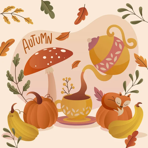 Gradient Illustration Autumn Celebration Vector Illustration — Stok Vektör